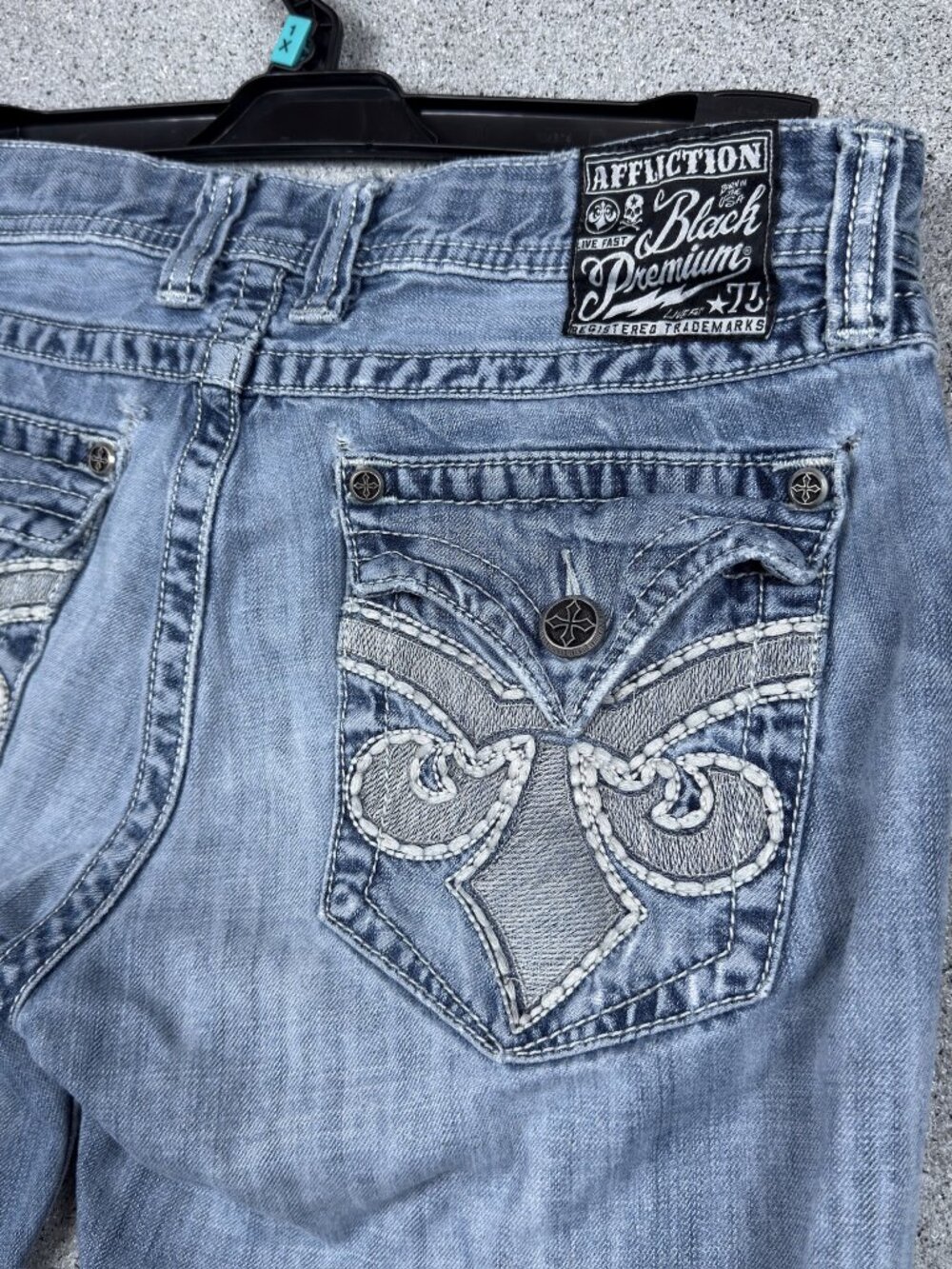 Affliction Black Premium Cooper Men's Bootcut Jeans 33 Biker Distressed Y2K 2000